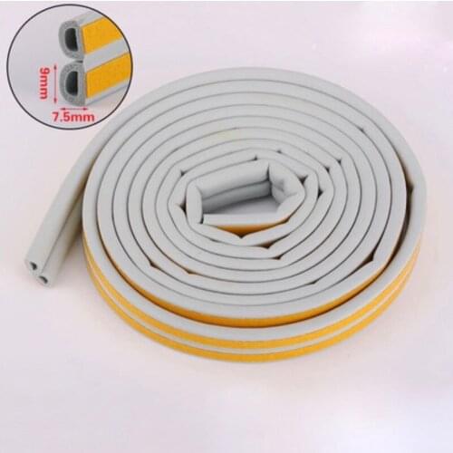 Door Window EPDM Rubber Self-adhesive Foam Sealing Strip Sliding Screen Sash Cupboard Closet Seals Gasket 9 x 7.5mm Gray Brown