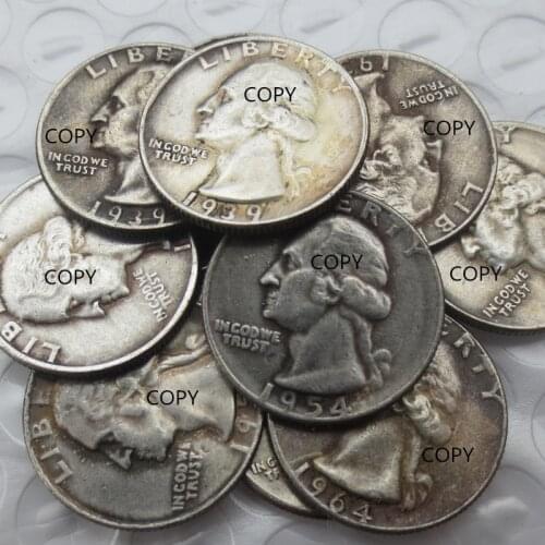 US A set of(1932-1964) P/D/S 14PCS Washington Quarter Silver Plated Copy Coin