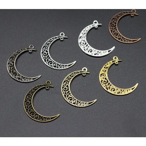 Mibrow 20pcs/lot Vintage 7 Colors Moon Charms Pendant 37mm Size Moon Charm for DIY Jewelry Making Findings