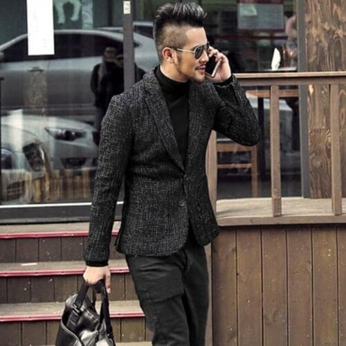 High Quality Mens New Business Slim Fit Blazer Jacket Office Work Suit Coat Single Breasted Wedding Dress Blazers Man Outerwear