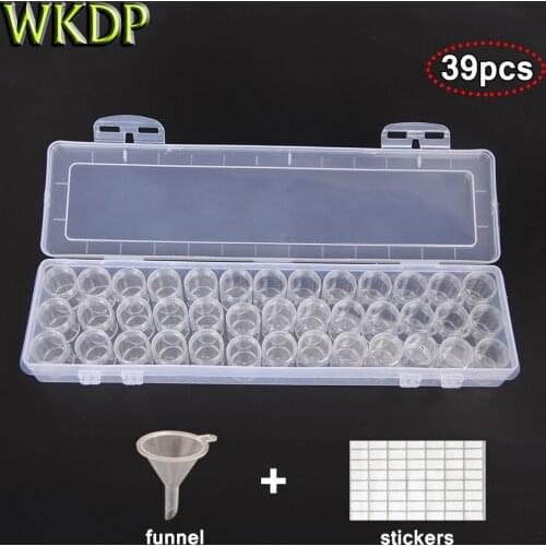 WKDP 5D DIY Diamond Painting Embroidery Accessories Tools 39pcs Drills Stones Jewelery Container Bottles Storge Box
