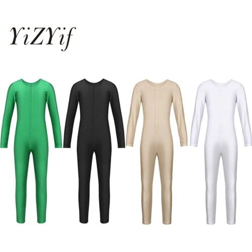 YiZYiF Ballet Gymnastics Unitard Girls Long Sleeve Full Body leotard Dance Catsuit Bodysuit Lycra Dancewear Skin Tight For Girl