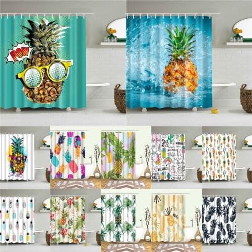 Pineapple Poster Shower Curtains Bathroom Curtain Set Washable Bath Screen In The Bathroom Home Decoration with 12 Hooks