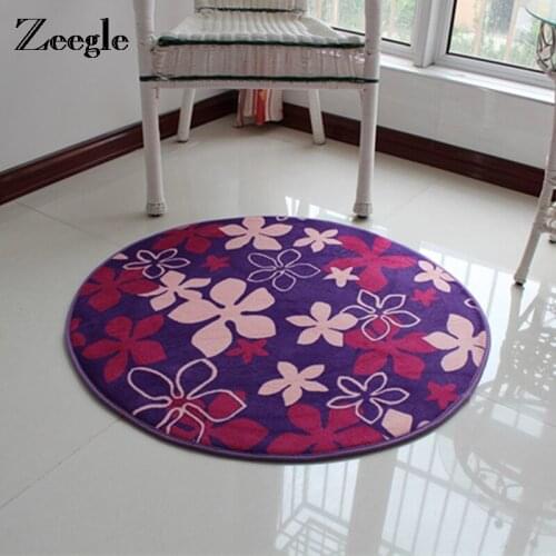Zeegle Jacquard Printing Round Floor Carpet For Living Room Anti-Slip Kids Room Carpets Baby Play Mats Childrens Room Rugs