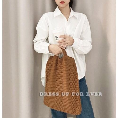 Bags for Women 2021 Knitting Wool Shoulder Reusable Shopping Bags Casual Tote Female Handbag for Certain Number of Dropshipping