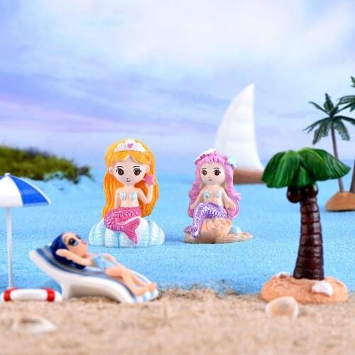 1PCS Mermaid Whale Tail Dolphin Castle Model Small Statue Figurine Crafts Figure Ornament Miniatures DIY Garden Decor