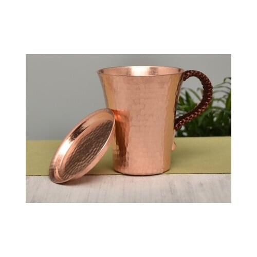 1pc 500ml Handmade thickened pure copper water tea wine beer espresso coffee cup with copper dishes Anti-scalding handle