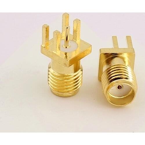 100PCS SMA Female Jack 1.6mm Spacing Edge Solder Adapter PCB Straight Mount RF Connector Gold Plated