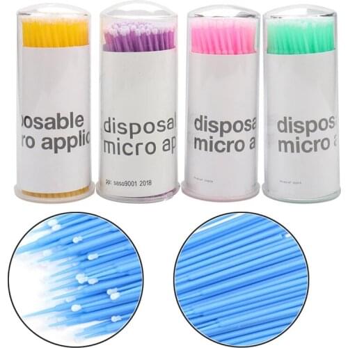100pcs Disposable Candy Color Micro Eyelash Brushes Mascara Wands Applicator Lashes Brushes Spoolers Cleaning Swab Cosmetic Tool