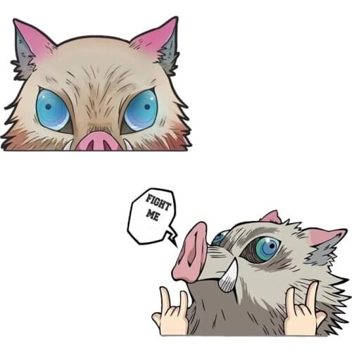 3D Funny INOSUKE HASHIBIRA FIGHT ME Kimetsu No Yaiba Anime Peeking Motorcycle Car Bumper Decal Car Sticker