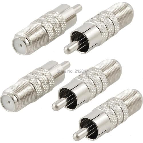 5 Pcs F Type Female Jack to RCA Male Straight Adapter Connector