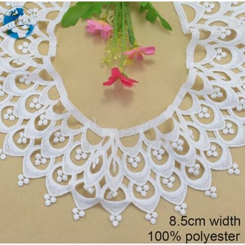 8.5cm white polyester embroidery lace french lace ribbon fabric guipure diy trims warp knitting sewing Accessories#4065