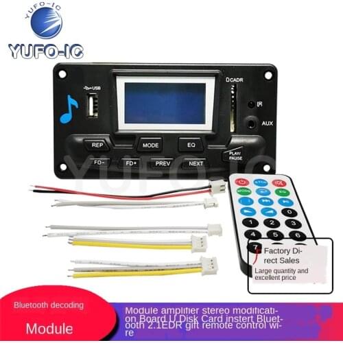 Free Ship 1pcs DC12V Bluetooth-compatible Decoding Module Audio Amplifier gai zhuang ban U Disk Card 2.1EDR Gift Remote Wire