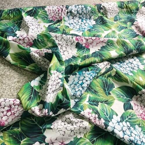 Hydrangea Printed Natural Organic Cotton Poplin Fabric Brand Fashion Clothing Shirt DIY Fabric Fabrics for Dress by Meter