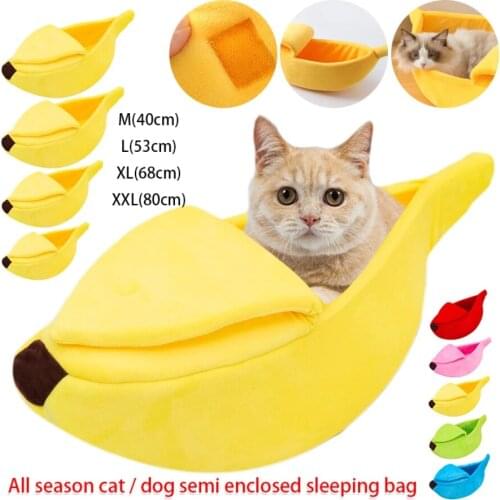 Banana Dog Bed Cute Cozy Small Puppy Warm Mat House Portable Basket Kennel Cushion Dogs Supplies Small Cat Bed Pet Accessories