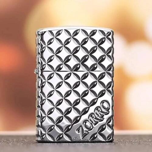 Zorro Kerosene Lighter Carved All Sides Glorious Wealth Windproof Ultra-Thin Copper Creative Gasoline Smoking Gift For Men