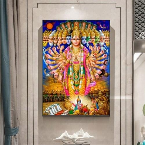 Hindu Gods Lord Ganesha Krishna Mural Art Hindu Canvas Painting Posters and Prints wall art Picture for Living Room home Decor