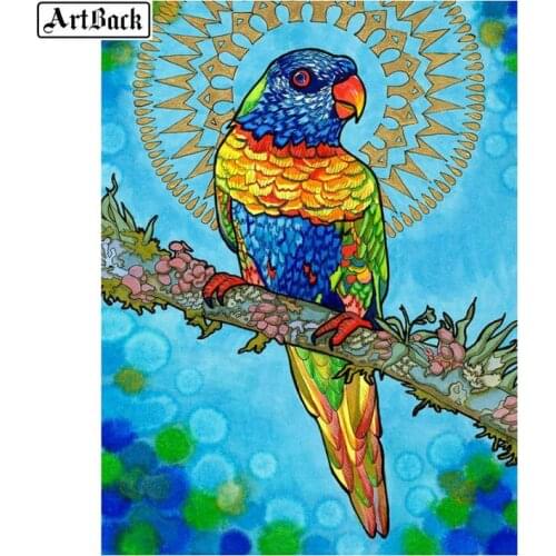 ArtBack 5d diy diamond painting parrot color animal picture full square sticker handmade mosaic kit home decoration