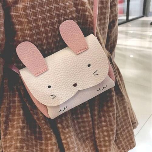 Cute Rabbit Kids Girl Crossbody Mini Shoulder Bag PU Leather Cross Bag Shoulder Bag Childrens Coin Purse Small Wallet For Women