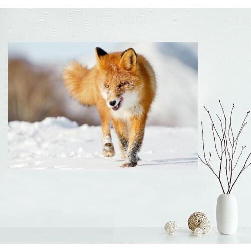 Nice Custom Animal Fox Canvas Poster Print painting Art Wall Silk Poster cloth print Fabric Poster