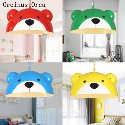 Creative Colorful Bear Chandelier Kindergarten Restaurant Childrens Room Light Modern Simple LED Iron Animal Chandelier