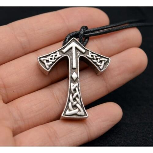 1pc Antique Silver Viking Rune Tiwaz Pendant Handmade Pendant Necklace For Women Men Talisman Jewelry XL-174