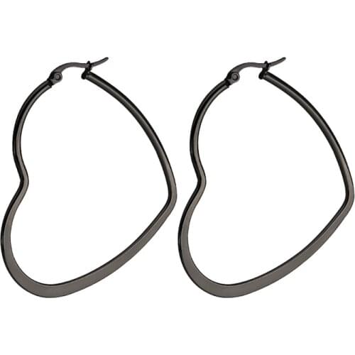 Hot Sale Fashion Women Girls Flat peach Big Heart Color Color Rose Gold Steel Hollow Heart Shape Hoop Huggie Earrings Jewelry