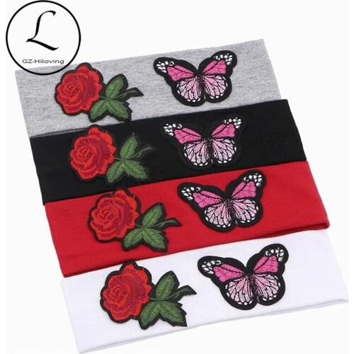 GZHilovingL Baby Girls Cute Cotton Floral Butterfly Headband Hair Bands Solid Turban Elastic Headbands For Kids Hair Accessories