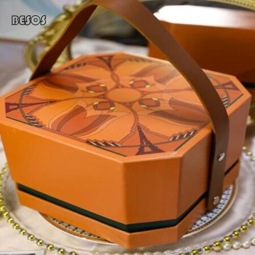 Fashion Large Orange Square Hand Carrying Gift Box Party New Year Christmas Scarf Shoes Jewelry Packaging Decoration Gift Box