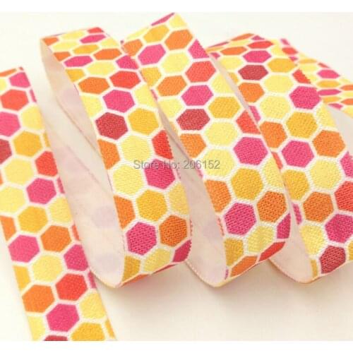 Fashion Polka Dot Print FOE Ribbon Wholesale 5/8" Fold Over Elastic for DIY Headwear Elastic Hair Band 100Y/Lot