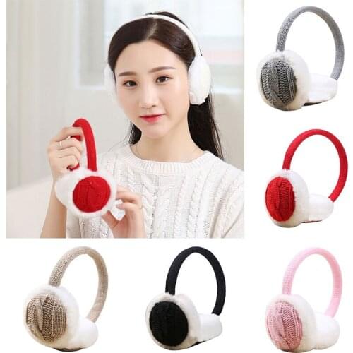 Fashion Earmuffs Women Winter Warm Plush Knitted Earmuff Ear Warmer Accessory Gift Girl Fur Winter Ear Warmer Earmuffs Headband