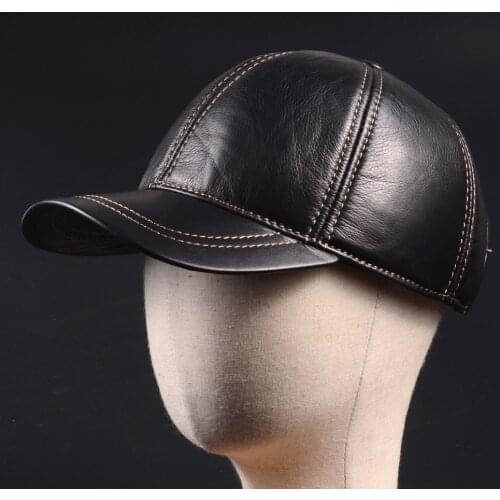 Womens Mens Genuine Leather Adjustable Black calfskin Military Earmuff baseball Beret Newsboy Navy/Army Golf Caps/Hats