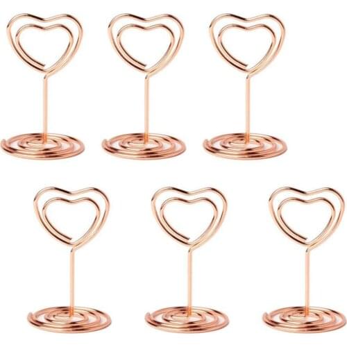 New-20pcs Mini Place Card Holders Table Number Stands Table Card Holder Wire Table Picture Photo Holder with Heart Shape Menu