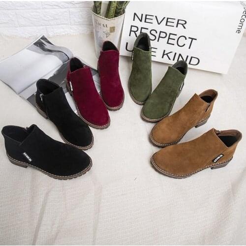 Fashion Women Martin Boots Autumn Winter Boots Classic Zipper Snow Ankle Boots Winter Suede Warm Fur Plush Women Shoes