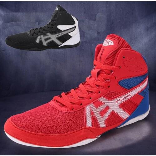 New Mens Training Wrestling Shoes Black Breathable Boxing Shoes Men Light Flighting Boxing Sneakers Quality Wrestling Footwear