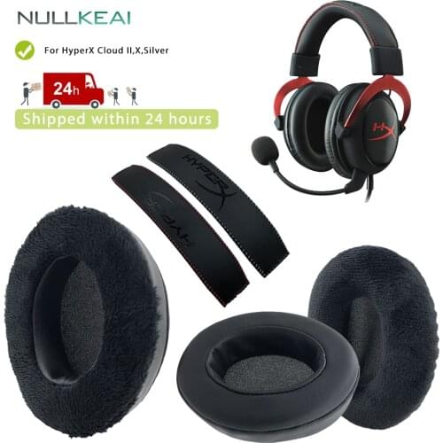 NULLKEAI Replacement Thicken Leather Velvet Earpads For HyperX Cloud Silver,II,X Headphones High Quality Earmuff Headband