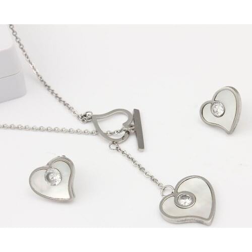 OUFEI Heart-shaped Simple Stainless Steel Jewelry Set For Women Love Pendant Necklace Fashion Jewelry Set Accessories 2019 New