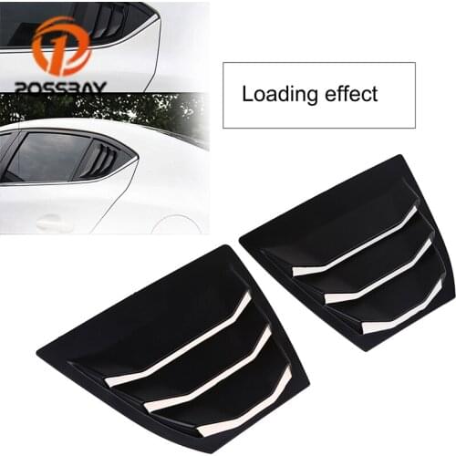 POSSBAY Car Window Louver for 2014-present Mazda 3/Axela Sedan Gloss Black/Matte Black/Imitation Carbon Fiber Window Stickers