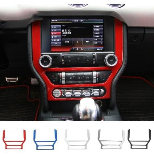 MOPAI Car Interior Dashboard Panel Frame GPS Navigation Decoration Cover Trim Stickers For Ford Mustang 2015 Up Car Styling