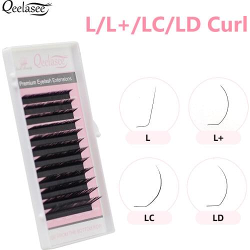 Qeelasee L/L+/LC/LD curl False Eyelash Extensions Mink Black Material 8-15mm Mixed Tray L curl Makeup Lashes