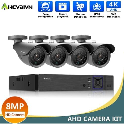 4K AHD camera Video Surveillance System 4CH AHD DVR Kit 4PCS 8.0MP HD Indoor Outdoor CCTV Camera P2P video Security System Set