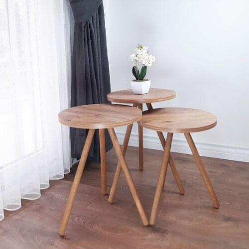 Modern İntergo Triple Zigon Coffee table Wood Pedestal Round Design coffe table table basse