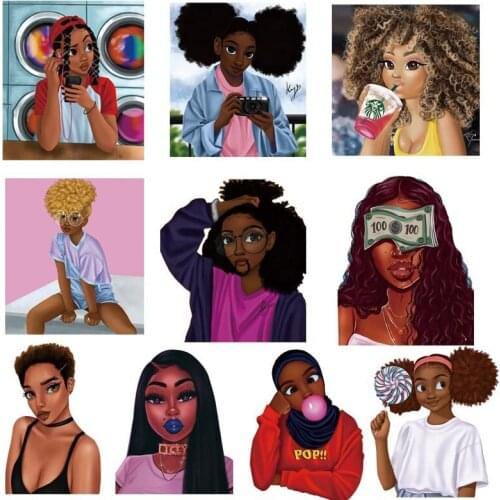 Heat transfer Sticker Cartoon cute girl Iron on Patch Fashion ladies clothing decoration