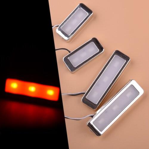 Universal 4Pcs Silver Auto Interior Door Handle Bowl Red LED Ambient Atmosphere Light Accessories 12V 3W