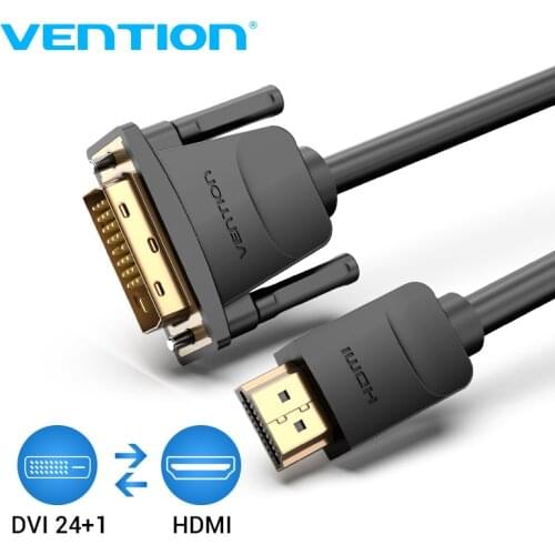 Vention HDMI to DVI Cable 1m 2m 3m 5m DVI-D 24+1 Pin Support 1080P 3D High Speed HDMI Cable for LCD DVD HDTV XBOX Projector PS3