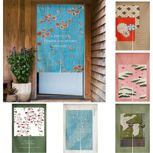 Japanese Fabric Door Curtain Bedroom Partition Curtain Shower Towel Half Panel Curtain Doorway Hanging Curtain