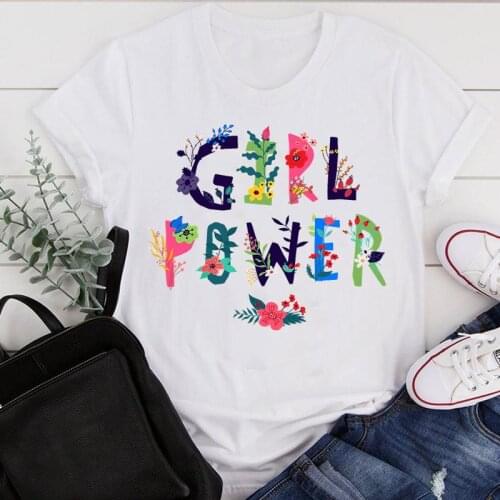 Women Clothes Cartoon Girl New Flower Printing Ladies Summer Print Fashion Tshirt Female Short Sleeve Tee Top Graphic T-shirt