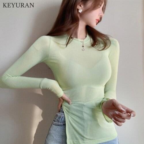 Women Black White Base Tops Irregular Split Sexy Slim Womens Summer 2021 New Short Sleeve Side Slit Top T-shirt For Woman