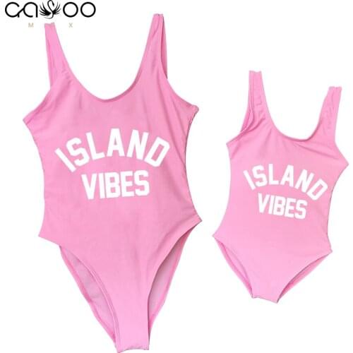 ISLAND VIBES Mom Baby Swimwear New Sexy One Piece Swimsuit Girls Backless Bather Thong Monokini Bodysuit Kids Bathing Suit