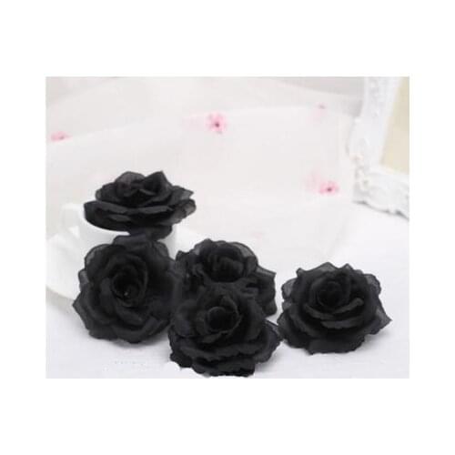 10PCS 8cm Black Artificial Rose Flower Head for Wedding Car Decoration Valentines Day Gift DIY Rose Bear Fake Flower Flores